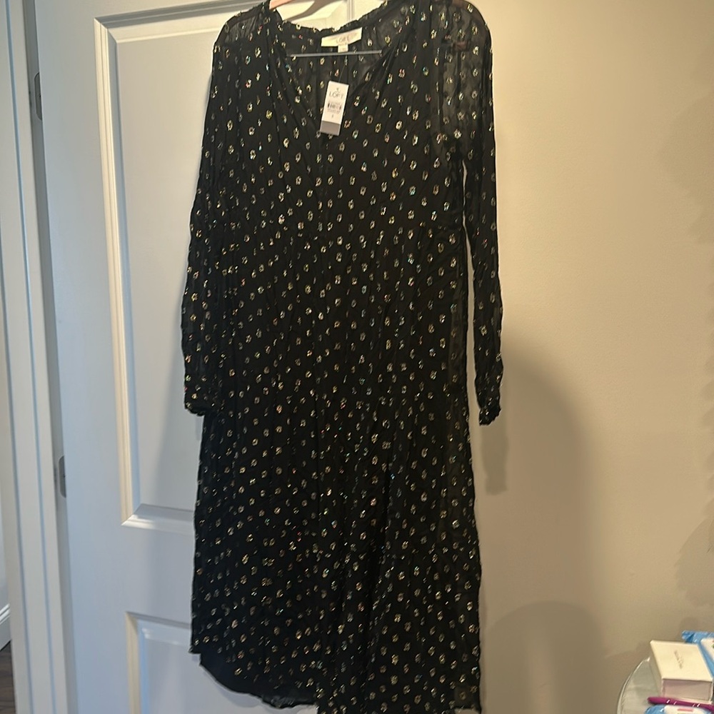 NWT Loft Clip Dot MIDI Dress